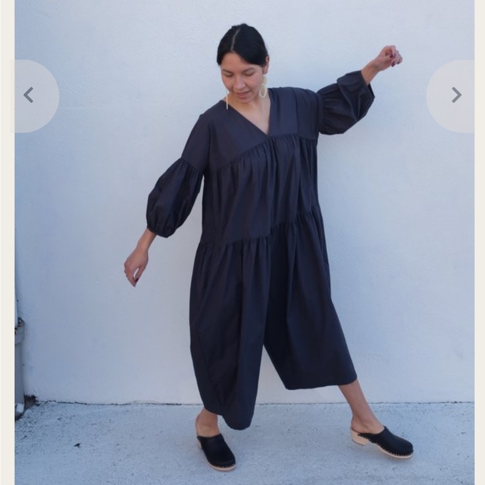 Black Crane Puff Jumpsuit